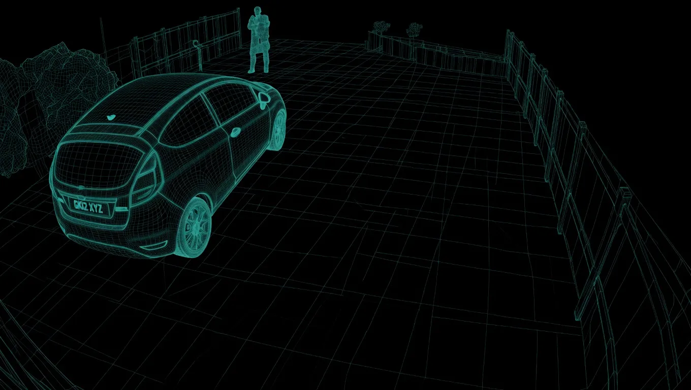 scOS AI vision — unknown person standing on driveway late at night